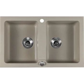 Umyvadlo Sapho Granitový dvojdřez, 78x48cm, béžová - GR2222