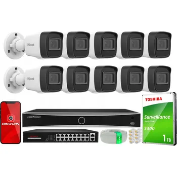 IP kamera IP monitoring pro 10 kamer FullHD PoE HiLook od Hikvision s rekordérem Acusense