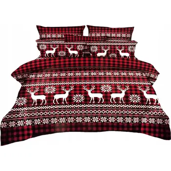 Povlečení POVLEČENÍ VÁNOČNÍ SATÉNOVÉ 140x200 SADA POVLEČENÍ + POVLEČKA NA POLŠTÁŘ 70x80