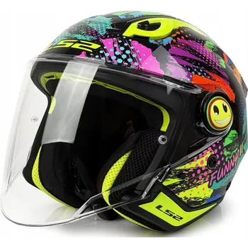 Helma na motorku OTEVŘENÁ MOTO PŘILBA KID LS2 OF622 FUNNY II JOY BLACK JET ECE 22.06