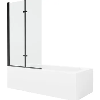 Vanová zástěna MEXEN/S - Vega obdélníková vana 160 x 70 cm s panelem + vanová zástěna 100, transparent, černá 550116070X9210027000