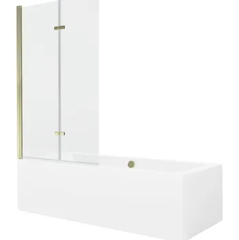MEXEN/S - Cube obdélníková vana 170 x 80 cm s panelem + vanová zástěna 100, transparent, zlatá 550517080X9210025000