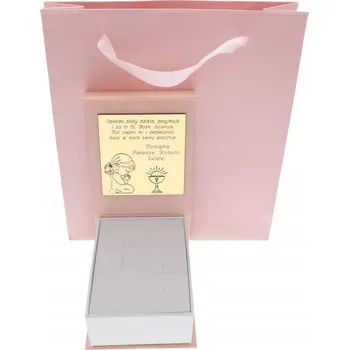 Dárková krabička Růžová Krabička na balení šperků STŘÍBRNÁ GRAVÍROVÁNÍ Sáček Svaté Přijímání PLN