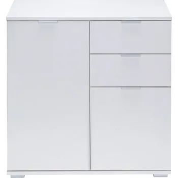 Komoda FurniGO Komoda bílá se 2 dvířky a zásuvkami