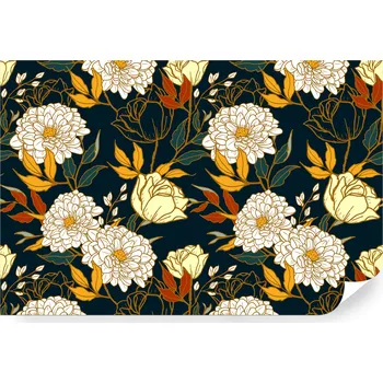 Fototapeta Fototapeta samolepicí ILUSTRACE KVĚTINY VINTAGE NA ZEĎ 152,5 x 104 cm