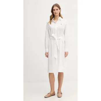 Dámské šaty Šaty s příměsí lnu Polo Ralph Lauren 211B18781 béžová 01X, vel. 34