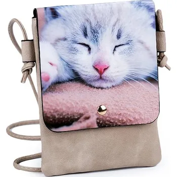 Kabelka Charm Malá crossbody kabelka tělová se spícím koťátkem