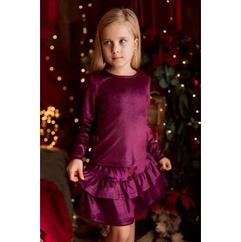 Stylová sametová dívčí blůzka fialové -Lily Grey 110 / 5 let
