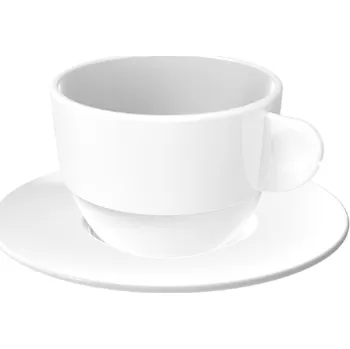 Nerozbitný šálek na kávu 166 ml s podšálkem bílý