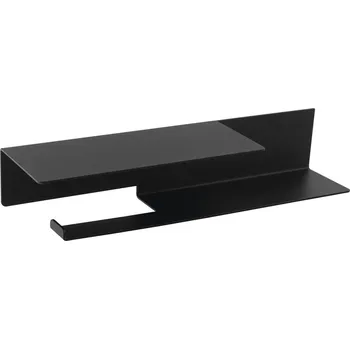 Držák toaletního papíru s poličkou 35x7x9,5cm, černá mat 33214