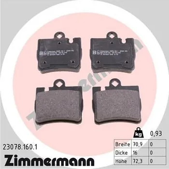 Brzdová destička Sada brzdových destiček, kotoučová brzda ZIMMERMANN 23078.160.1