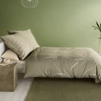 Povlečení Kaeppel | Povlečení Mako satén Organic khaki, 140x200, 70x90