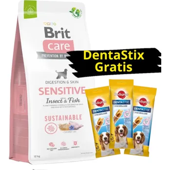 Krmivo pro psa Brit Care Dog Sustainable Sensitive 12kg + 3x DentaStix GRATIS