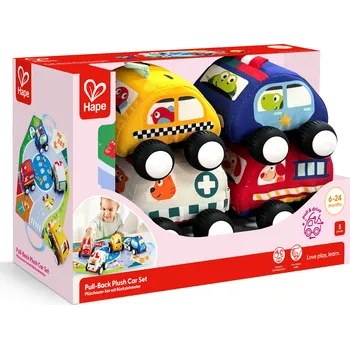 autíčko Hape – Měkoučká autíčka na zpětný chod (sada 5 ks)