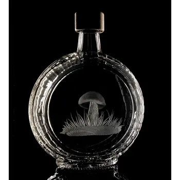 Dárková krabička dárek pro houbaře, lahev 700ml s kozákem - ručně ryté (broušené) dárková krabička, dárek pro houbaře