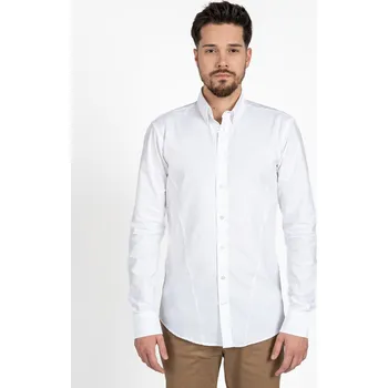 Pánská košile TallGuys Pánská prodloužená Oxford košile | Dlouhý rukáv | Pure white Velikost: L, Střih: Slim