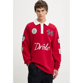 Pánské tričko Bavlněné tričko s dlouhým rukávem Drôle de Monsieur Le Polo Racing I.PL158.CO127 červená 33X, vel. L