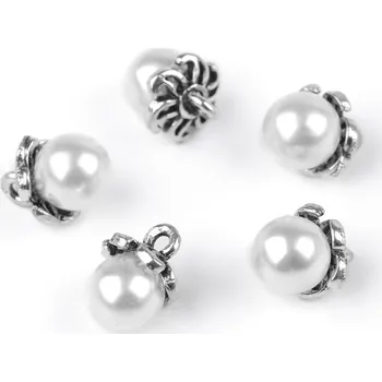 Knoflík Knoflík s kaplíkem / přívěsek perla Ø8; 9 mm - Ø8 mm bílá (25 ks)