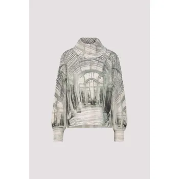 Dámská mikina Svetr Monari 809517 zelený potisk se stojáčkem Velikost: 38