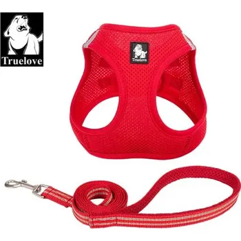 Postroj pro psa Sada postroj a vodítko pro malé psy/kočky červený XS