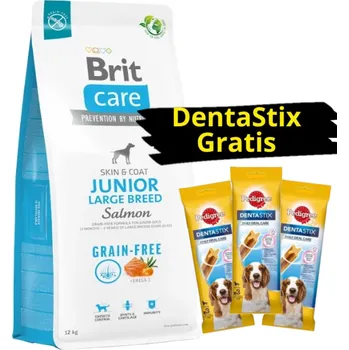 Volný čas Brit Care Grain-free Junior Large Breed Salmon 12kg + 3x DentaStix GRATIS