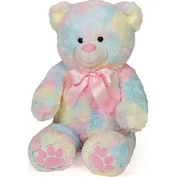 Hračka Alltoys Plyšový medvěd sedící duhový s růžovou mašlí 60 cm