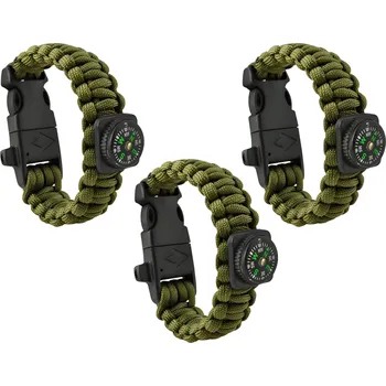 Trizand 6063 Náramek na přežití s kompasem zelený, 3 ks