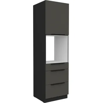 Kuchyňská skříňka 60 DPS-210 1F 3S, Vysoká kuchyňská skříňka Aria pro vestavnou troubu Aria grafit​/černá