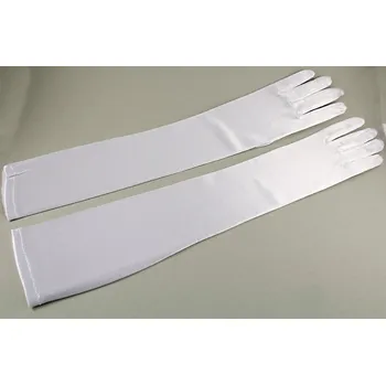 Rukavice Dámské společenské rukavičky - lesklá bílá - délka 60 cm
