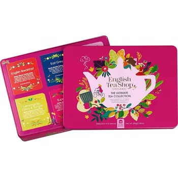 Čaj English Tea Shop Růžová dárková plechová kazeta čajů, 36 sáčků