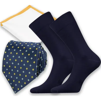 Kravata Námořnicky modrý pánský set – kravata, kapesníček a ponožky