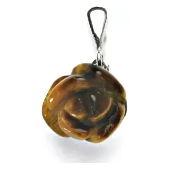 Přívěsek Zlatý přívěšek růže,bílé i žluté zlato , přírodní tygří oko - P 1298/22 (růže tygří oko)