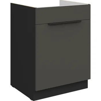 Kuchyňská skříňka 60 ZL 1S BB, Spodní kuchyňská zásuvková skříňka PREMIUM BOX, pod dřez Aria grafit/černá