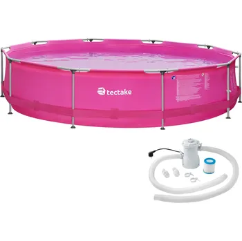 Bazén TecTake bazén kruhový s ocelovou konstrukcí a filtračním čerpadlem 360 cm fuchsiová