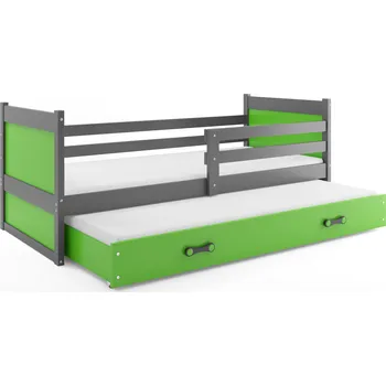Dětská postel SMB Dětská postel s přistýlkou RICK 2, 90x200 cm Dekor: Grafit, Barva šuplíku: Zelená