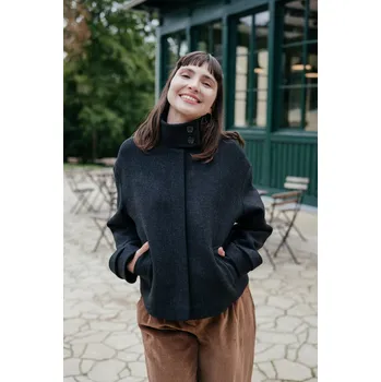 Dámský kabát Vlněný kabátek Harper antracitový Velikost: XL