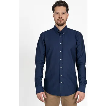 Pánská košile TallGuys Pánská prodloužená Oxford košile | Dlouhý rukáv | Navy Velikost: 4XL, Střih: Regular