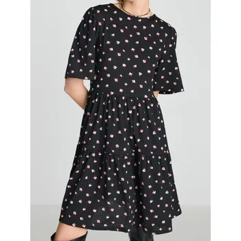 Dámské šaty Sinsay - Vzorované minišaty - černá - 598FI-99X - 598FI-99X-XL