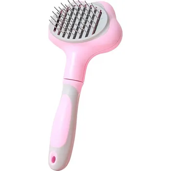 Úprava srsti hospodářského zvířete Nuxie 2706 Samočistící kartáč na psy a kočky Hair Brush růžový