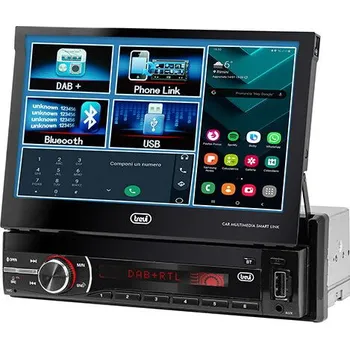 Autorádio Trevi, MDV 6380 DAB BT, 7" TFT LCD displej, DAB, DAB+, FM s RDS, Bluetooth, odnímatelný přední panel, dálkový ovladač, 200 W