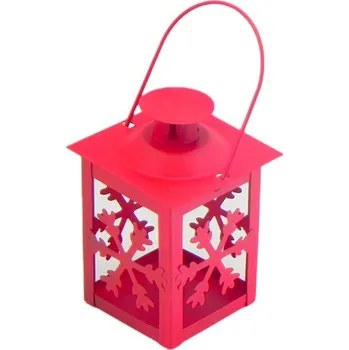 Vánoční dekorace LAALU Vánoční dekorace - lucerna kovová, červená, 7,5 x 11 cm