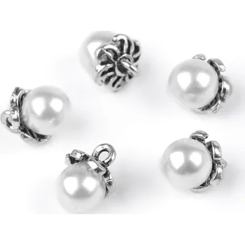 Knoflík Knoflík s kaplíkem / přívěsek perla Ø8; 9 mm Varianta: 1 (Ø8 mm) bílá, Balení: 5 ks