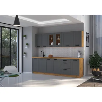 Kuchyňská linka Kuchyňská linka 260 cm Luna 3 - Dub artisan + Dust grey