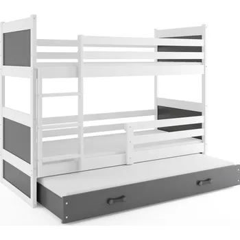 Dětská postel SMB Dětská patrová postel s přistýlkou RICK 4, 90x190 cm Dekor: Bílá, Barva šuplíku: Grafit