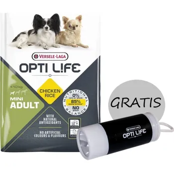 Krmivo pro psa VERSELE-LAGA Opti Life Adult Mini 7,5kg + dávkovač sáčků na exkrementy s baterkou ZDARMA