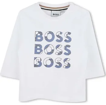 Chlapecké oblečení Dětské bavlněné tričko s dlouhým rukávem BOSS J51291.86.94 bílá 00X, vel. 94