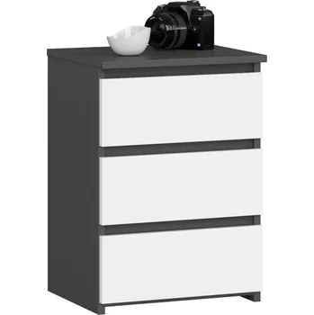 Noční stolek KOMODA CL3/40 GRAFITOVÁ ŠEDÁ / BÍLÁ