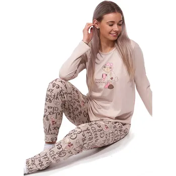 Dámské noční prádlo Béžové i hnědé pyžamo pro ženy či dívky, Dobré ráno s ovečkou :) 1B2195 béžová m