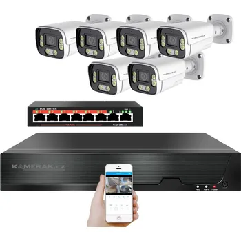 Kompletní kamerový systém IP 6 kamerový set s externím PoE XM-606B-Ext. 4MPx, CZ menu