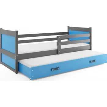 Dětská postel SMB Dětská postel s přistýlkou RICK 2, 90x200 cm Dekor: Grafit, Barva šuplíku: Modrá